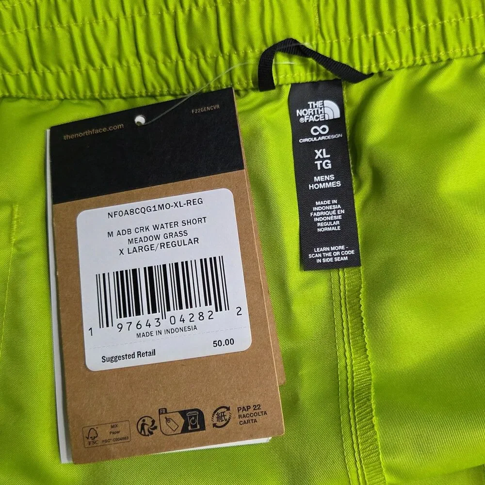 New The North Face Adobe Creek Water Shorts Mens XL Meadow Grass Green FlashDry